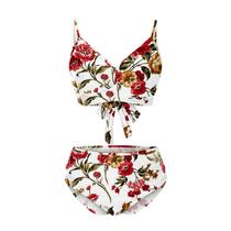 Conjunto de biquíni feminino sexy alto contraste camis split biquíni de duas peças maiô