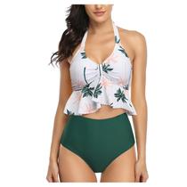 Conjunto de biquíni feminino sexy alto contraste gradiente dividido maiô de uma peça