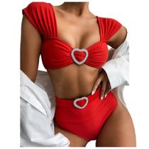 Conjunto de biquíni feminino sexy com fivela de coração Push-up Pad Swimwear Swimsuit Beachwear
