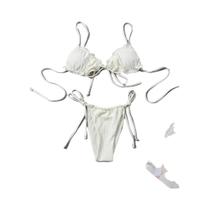 Conjunto De Biquíni Feminino Sexy Push up Com Faixas 2025 - Moda Praia Sólida