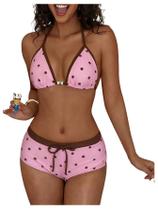 Conjunto de biquíni feminino WDIRARA com bolinhas triangulares Conjunto de biquíni feminino WDIRARA com bolinhas triangulares