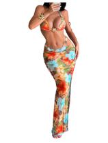 Conjunto de biquíni feminino WDIRARA, fato de banho floral com capa Conjunto de biquíni feminino WDIRARA, fato de banho floral com capa