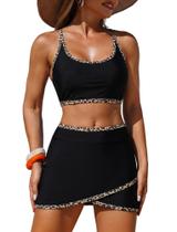 Conjunto de biquíni feminino ZAFUL Color Block com saia envolvente de verão