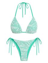 Conjunto de biquíni feminino ZAFUL Triangle Halter String, 2 peças, verde Conjunto de biquíni feminino ZAFUL Triangle Halter String, 2 peças, verde