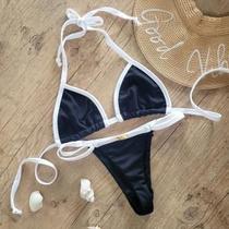 Conjunto de Biquíni Fio Fita Duas Cores - Cortininha e fio com regulagem