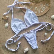 Conjunto de Biquíni Fio Fita Liso - Cortininha e fio com regulagem tamanho unico