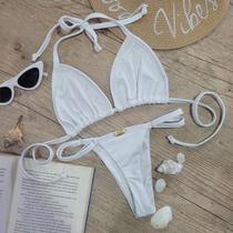 Conjunto de Biquíni Fio Fita Liso - Cortininha e fio com regulagem tamanho unico Conjunto de Biquíni Fio Fita Liso - Cortininha e fio com regulagem tamanho unico