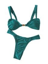 Conjunto de biquíni Floerns, maiô feminino de cintura alta, azul azul-petróleo