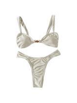 Conjunto de biquíni Floerns, maiô feminino de cintura alta, branco XS-L