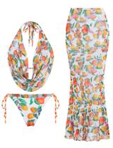 Conjunto de biquíni floral feminino ZAFUL de 3 peças
