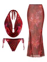 Conjunto de biquíni floral feminino ZAFUL de 3 peças