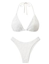 Conjunto de biquíni floral sexy de duas peças Feminino branco