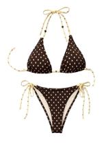 Conjunto de biquíni GORGLITTER feminino de bolinhas Halter Triangle Brown