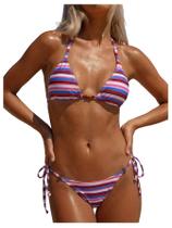 Conjunto de biquíni GORGLITTER listrado, listrado, triangular, frisado