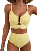 Conjunto de Biquíni Herseas 2 Peças Texturizado Amarelo Médio Conjunto de Biquíni Herseas 2 Peças Texturizado Amarelo Médio