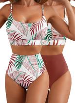 Conjunto de biquíni Herseas feminino com estampa floral de cintura alta 2025 Conjunto de biquíni Herseas feminino com estampa floral de cintura alta 2025
