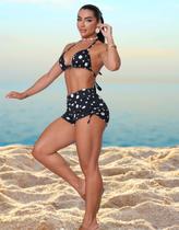 Conjunto de Biquíni Hot Pant Short com Top Triângulo Ajustável Estampado