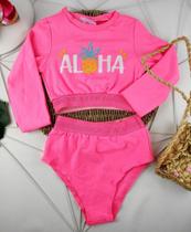 Conjunto de Biquíni Infantil com Blusa Proteção Solar UV 50 - Aloha