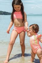 Conjunto de Biquíni Infantil em Malha UV DRY com Proteção UV 50 + Babados Rosa - Infanti Conjunto de Biquíni Infantil em Malha UV DRY com Proteção UV 50 + Babados Rosa - Infanti