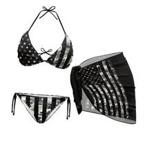 Conjunto de biquíni Irisjudy American Flag para mulheres com capa, 3 peças