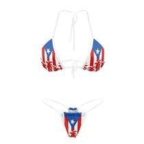 Conjunto de biquíni Jekioweii Flag of Puerto Rico com alça transparente Conjunto de biquíni Jekioweii Flag of Puerto Rico com alça transparente