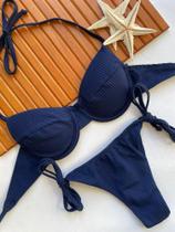 Conjunto de Biquini Meia Taça Com Bojo Removivel e Calcinha de Amarrar Lateral Premium Várias Cores