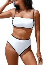 Conjunto de biquíni Pink Queen 2025 feminino de cintura alta, bloco colorido Conjunto de biquíni Pink Queen 2025 feminino de cintura alta, bloco colorido