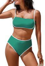 Conjunto de biquíni Pink Queen 2025 feminino de cintura alta verde praia GG Conjunto de biquíni Pink Queen 2025 feminino de cintura alta verde praia GG