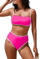 Conjunto de biquíni Pink Queen Tummy Control High Waisted 2025 Rose Red