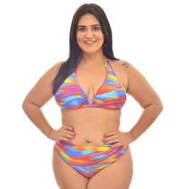 Conjunto de Biquini Plus Size Cortininha Calcinha Fio - Abstrato Conjunto de Biquini Plus Size Cortininha Calcinha Fio - Abstrato