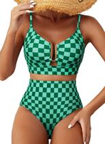 Conjunto de Biquíni Push Up de Cintura Alta Feminino Herseas 2 Peças Conjunto de Biquíni Push Up de Cintura Alta Feminino Herseas 2 Peças