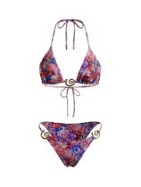Conjunto de biquíni RoseSeek feminino de leopardo floral multicolorido L Conjunto de biquíni RoseSeek feminino de leopardo floral multicolorido L