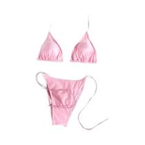 Conjunto De Biquíni Sexy Com Estampa E Tiras Para Mulheres, Micro Triângulo, Mini Maiô, Roupa De