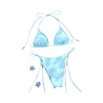 Conjunto De Biquíni Sexy Com Estampa E Tiras Para Mulheres, Micro Triângulo, Mini Maiô, Roupa De