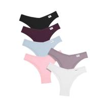 Conjunto De Biquíni Sexy De Algodão Com Cintura Baixa Para Mulheres 6PCS Lingerie Respirável Em
