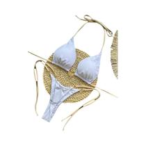Conjunto De Biquíni Sexy Feminino Com Alças, Cintura Baixa, Cor Sólida, Dois Peças, Triângulo,