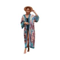 Conjunto De Biquíni Sexy Feminino Com Capa Longa De Kimono Moda Para Praia