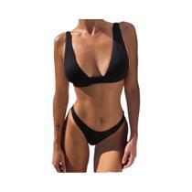 Conjunto De Biquíni Sexy Feminino Com Decote Em V 2023, Cintura Baixa, Duas Peças, Moda Praia Conjunto De Biquíni Sexy Feminino Com Decote Em V 2023, Cintura Baixa, Duas Peças, Moda Praia