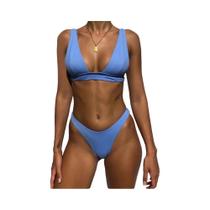 Conjunto De Biquíni Sexy Feminino Com Decote Em V, Sólido, 2023, Cintura Baixa, Dois Peças, Moda