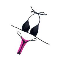 Conjunto De Biquíni Sexy Feminino Em Tecido Sólido Com Tiras, Duas Peças, Estilo Triângulo, Moda Conjunto De Biquíni Sexy Feminino Em Tecido Sólido Com Tiras, Duas Peças, Estilo Triângulo, Moda