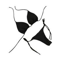 Conjunto De Biquíni Sexy Para Mulheres, Halter De Cor Sólida, Dois Peças, Triângulo Com Tanga, Roupa