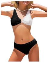 Conjunto de biquíni SOLY HUX feminino com decote em V vinculado em preto/branco 14Y Conjunto de biquíni SOLY HUX feminino com decote em V vinculado em preto/branco 14Y