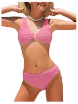 Conjunto de biquíni SOLY HUX feminino com decote em V vinculado rosa 14Y Conjunto de biquíni SOLY HUX feminino com decote em V vinculado rosa 14Y