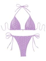 Conjunto de biquíni SOLY HUX feminino com estampa de bolinhas, triângulo