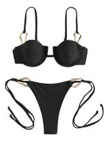 Conjunto de biquíni SOLY HUX, roupa de banho de duas peças Underwire, preto
