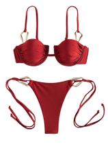 Conjunto de biquíni SOLY HUX, roupa de banho de duas peças Underwire, vermelho, tamanho M Conjunto de biquíni SOLY HUX, roupa de banho de duas peças Underwire, vermelho, tamanho M