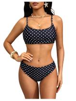 Conjunto de biquíni SweatyRocks Ditsy Floral Print, roupa de praia de corte alto