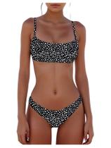 Conjunto de biquíni SweatyRocks, roupa de banho feminina com estampa de leopardo e corte alto Conjunto de biquíni SweatyRocks, roupa de banho feminina com estampa de leopardo e corte alto