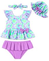Conjunto de biquíni Swimsuit Ghteas Toddler Girl 2-3 T roxo com chapéu Conjunto de biquíni Swimsuit Ghteas Toddler Girl 2-3 T roxo com chapéu
