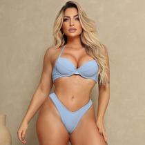 conjunto de Biquini top com bojo meia taça e calcinha cintura alta tanga